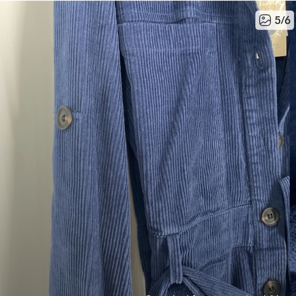 NWT Elan Navy Corduroy Button-Up Jumpsuit with Belt and Pockets - Picture 8 of 8